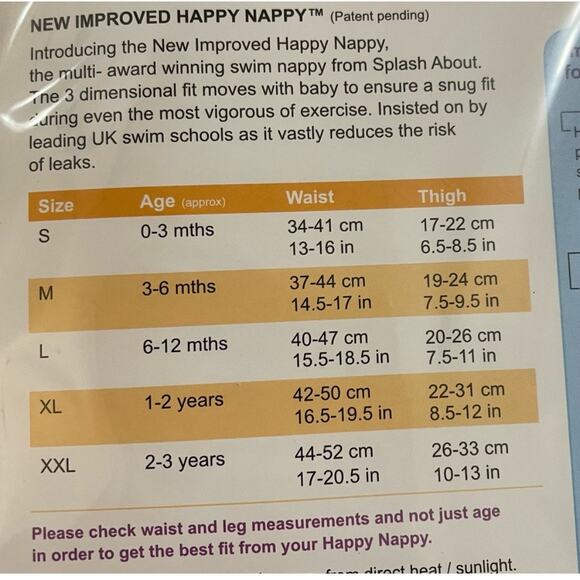 Happy Nappy Reusable Swim Diapers Yellow & Cream Size X-Large 1-2 years - Picture 5 of 6